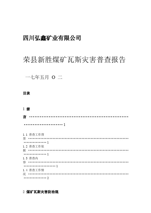 新胜煤矿瓦斯灾害普查报告