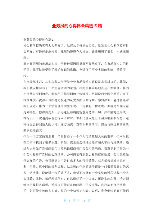 业务员的心得体会精选5篇