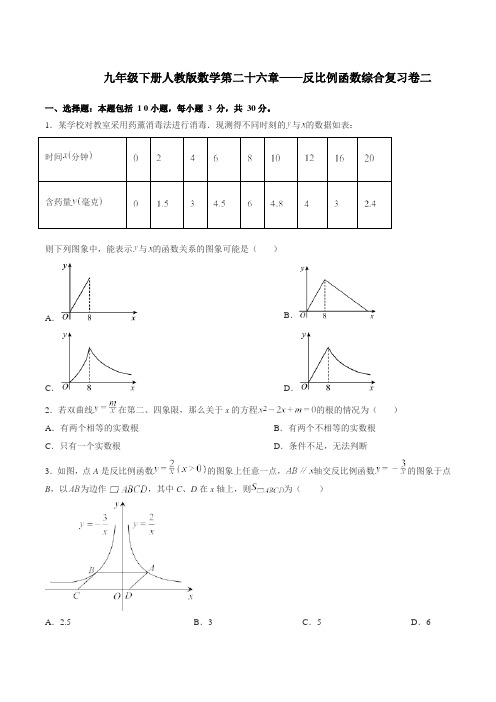 第二十六章——反比例函数综合复习卷(二)(无答案)九年级下册人教版数学