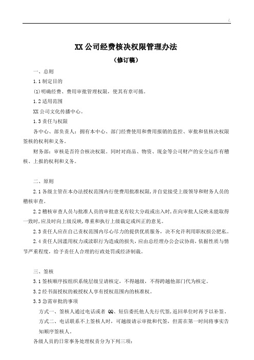 某集团公司核决权限