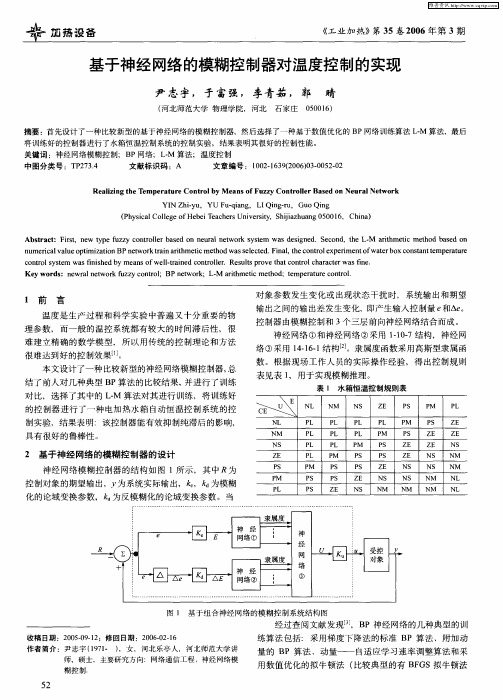 基于神经网络的模糊控制器对温度控制的实现