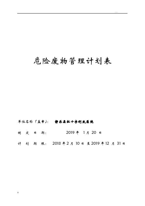 最新危险废物管理计划表