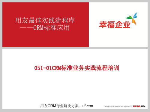 用友CRM最佳业务实践标准应用流程培训PPT精品文档74页
