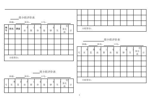 小学生班级管理小组评价表