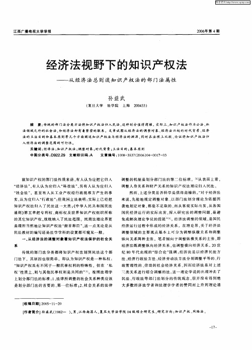 经济法视野下的知识产权法——从经济法总则谈知识产权法的部门法属性