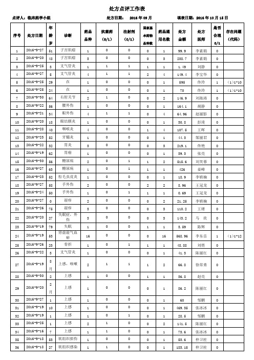 处方点评工作表竖版