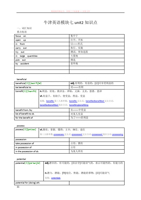 牛津英语模块七unit2知识点