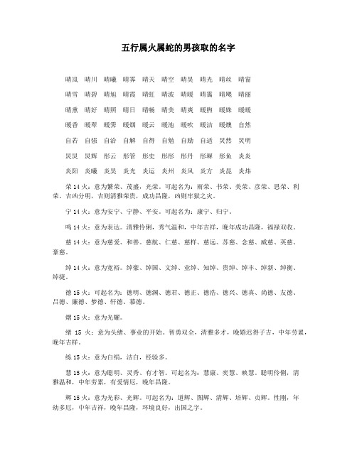 五行属火属蛇的男孩取的名字