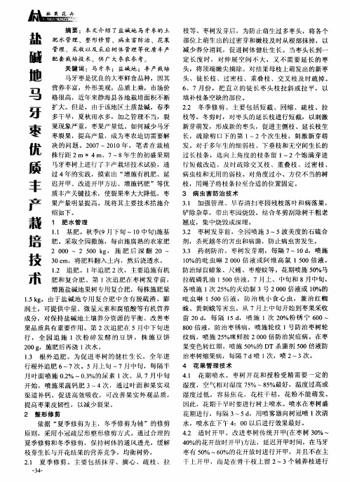 盐碱地马牙枣优质丰产栽培技术