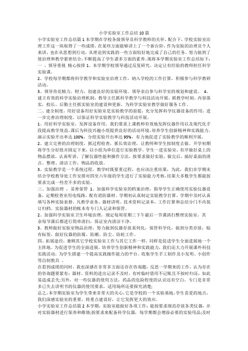 小学实验室工作总结10篇