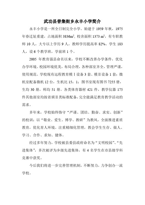 武功县普集街乡永丰小学简介