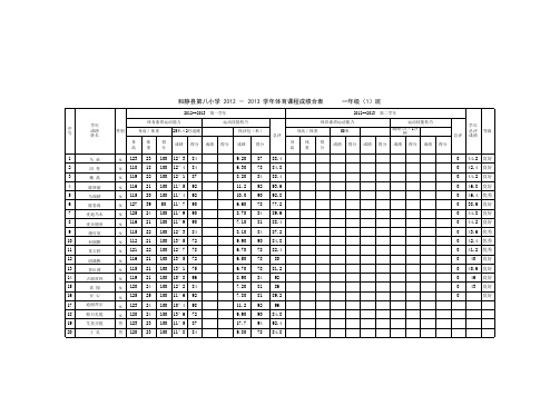 体育综合成绩表第一二学期