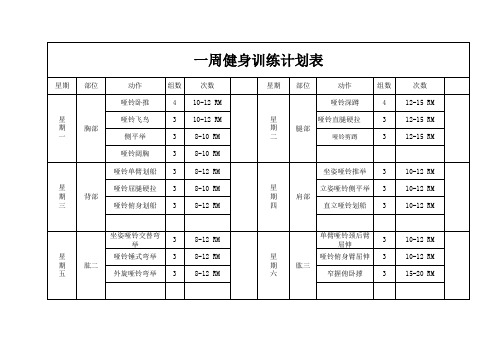 一周哑铃健身计划可打印