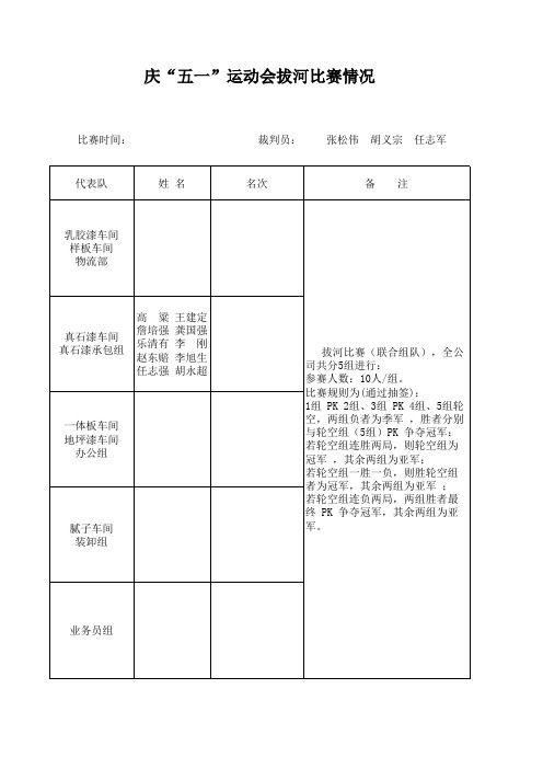 运动会报名表
