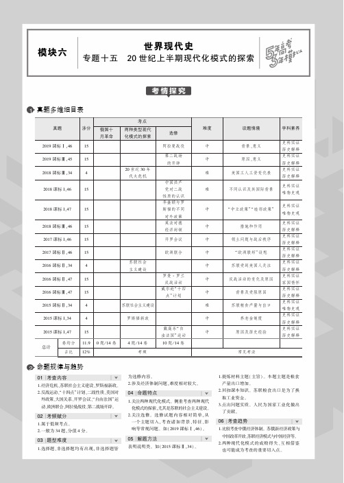 2020届高考历史一轮复习专题十五20世纪上半期现代化模式的探索教师用书(PDF,含解析)