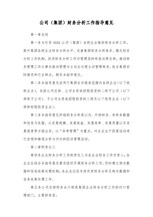 公司(集团)财务分析工作指导意见