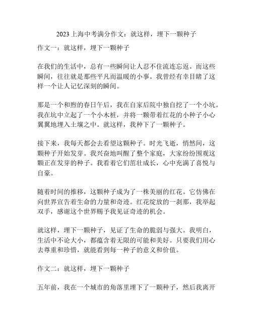 2023上海中考满分作文：就这样,埋下一颗种子