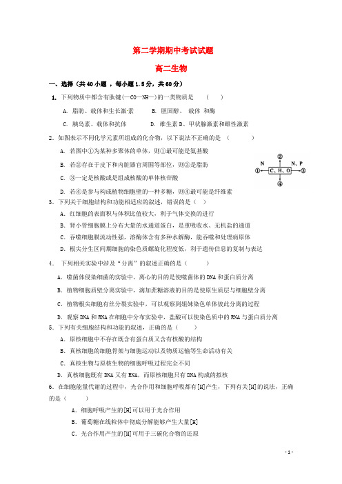 河北省滦州市第一中学高二生物下学期期中试题