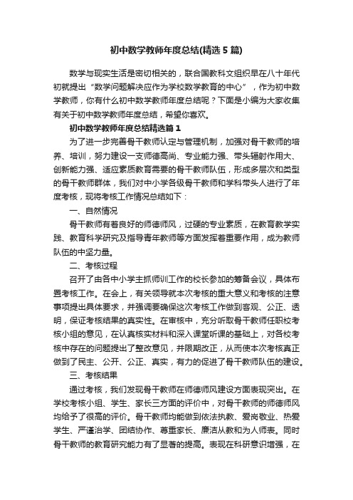初中数学教师年度总结（精选5篇）