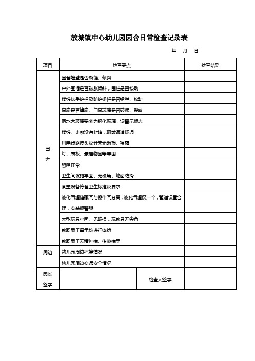 幼儿园园舍检查记录表 - 用于合并