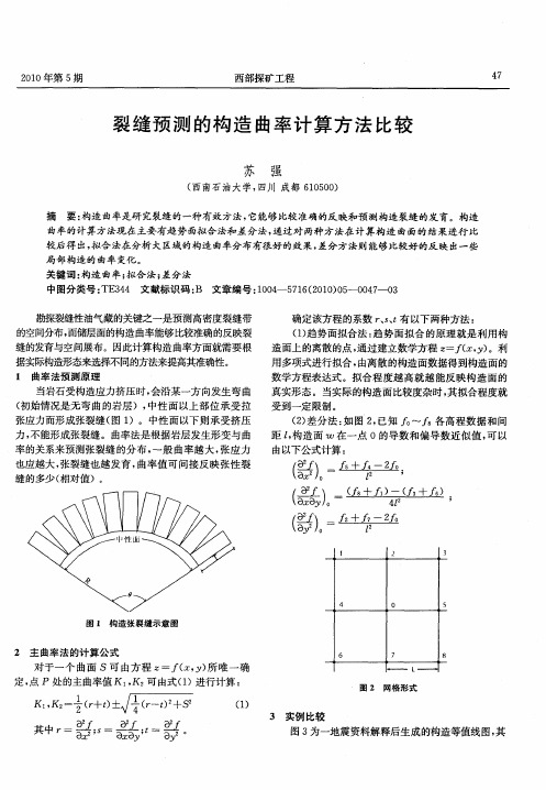 裂缝预测的构造曲率计算方法比较