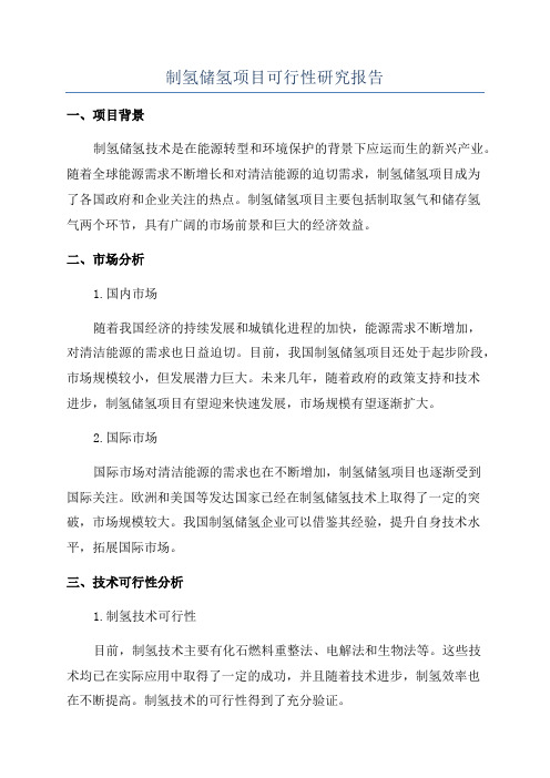 制氢储氢项目可行性研究报告
