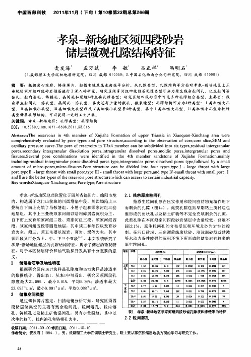 孝泉-新场地区须四段砂岩储层微观孔隙结构特征
