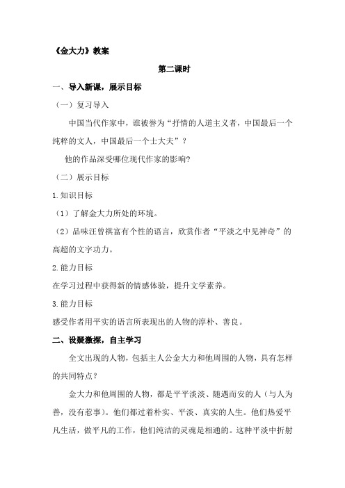 《金大力》教案第二课时