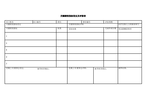 (KPI绩效考核)关键绩效指标设定及评核表