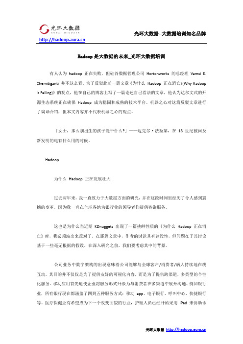 Hadoop是大数据的未来_光环大数据培训