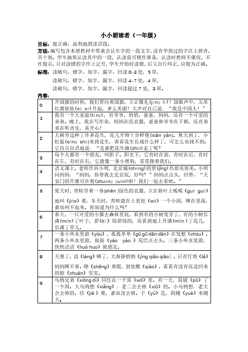 小小朗读者  一年级(教师)