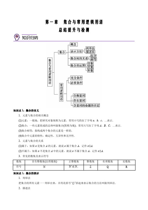 2021-2022学年高一数学考点讲练(必修一)第一章 集合与常用逻辑用语总结(解析版)