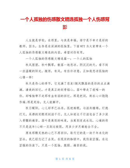 一个人孤独的伤感散文精选孤独一个人伤感背影