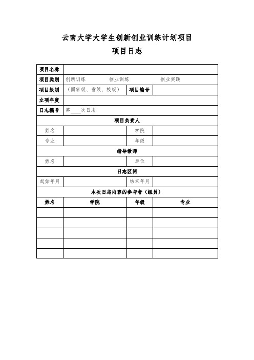 云南大学大学生创新创业训练计划项目