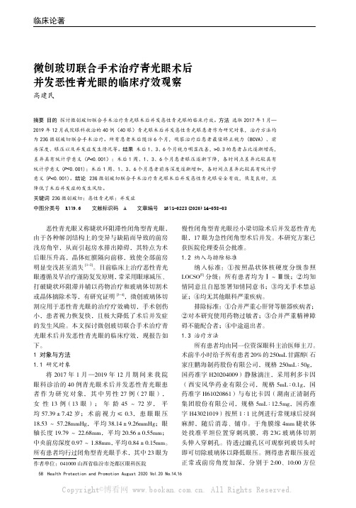 微创玻切联合手术治疗青光眼术后并发恶性青光眼的临床疗效观察