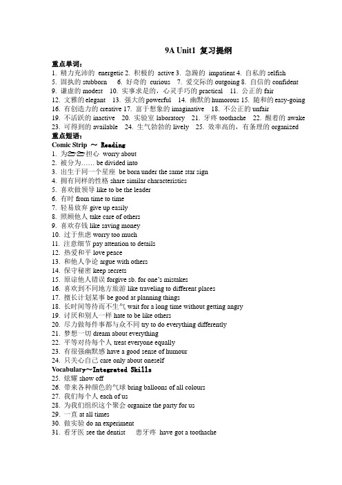 Unit1复习提纲