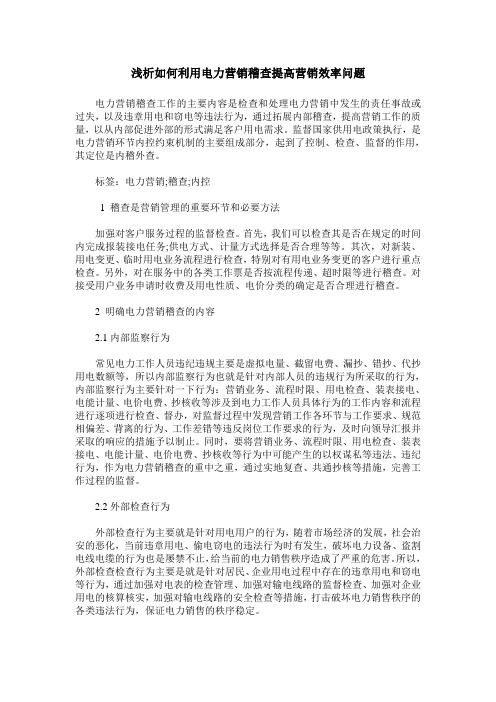 浅析如何利用电力营销稽查提高营销效率问题