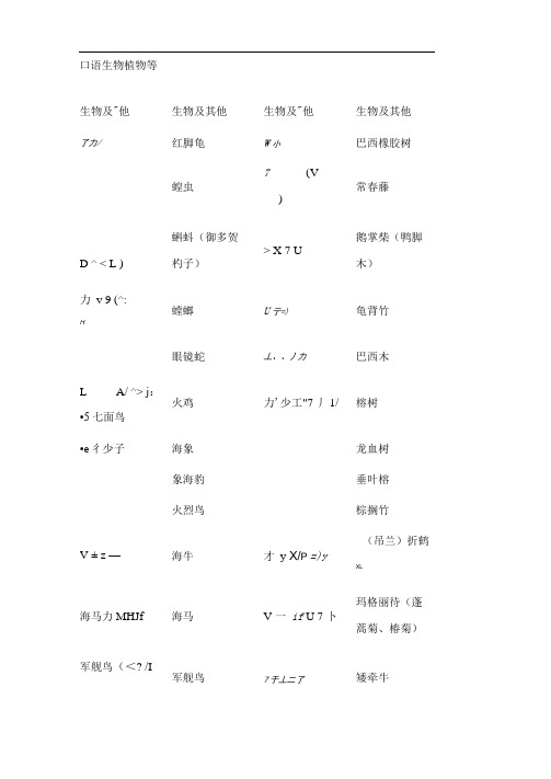 日语生物植物等