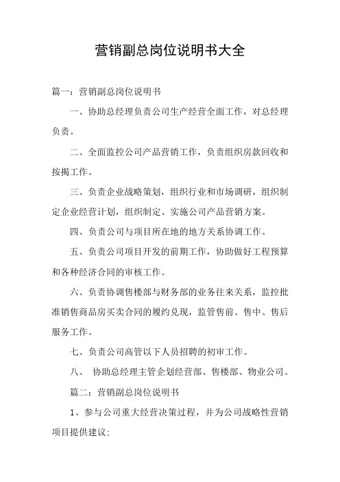 营销副总岗位说明书大全