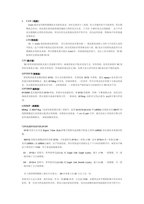 电影常见版本(CAM、TS、TC、DVDSCR、DVDRIP等)简单介绍