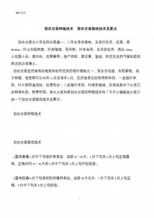 【推荐下载】羽衣甘蓝种植技术  羽衣甘蓝栽培技术及要点