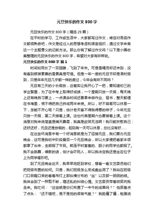 元旦快乐的作文800字（精选29篇）