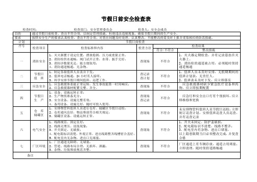 园区节假日安全检查表