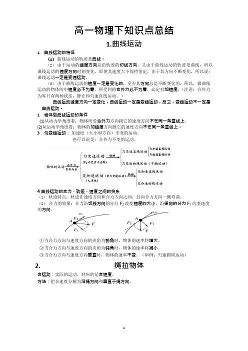 高一物理必修2知识点总结(可编辑修改word版)