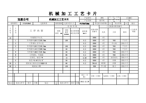 机械加工工艺卡片(范本)