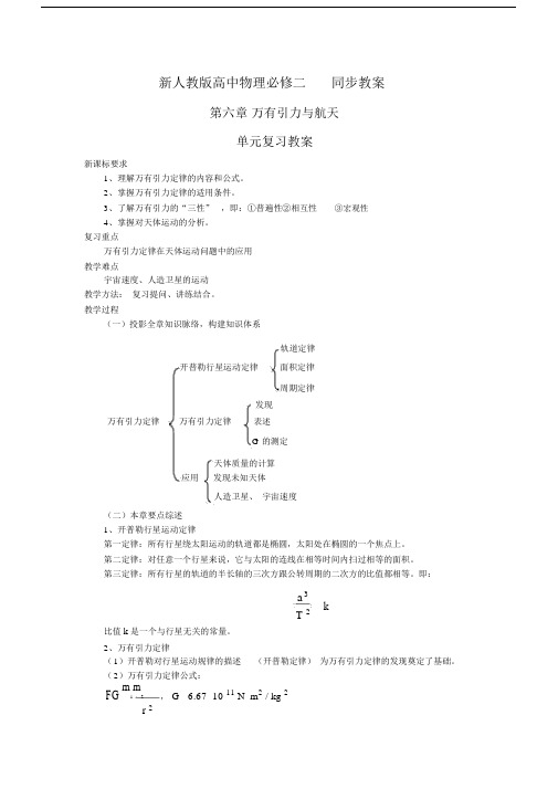 高一物理万有引力与航天.docx