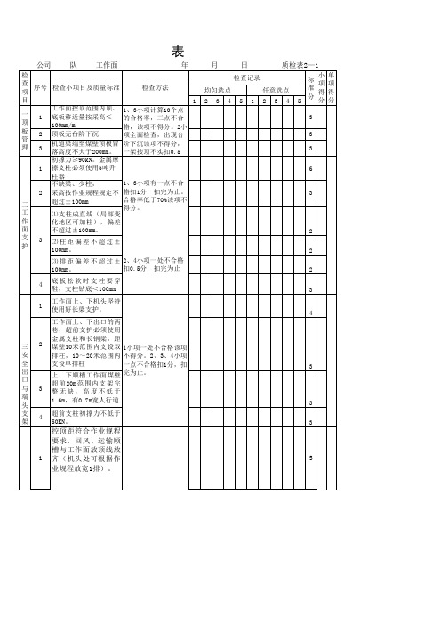 采煤验收表