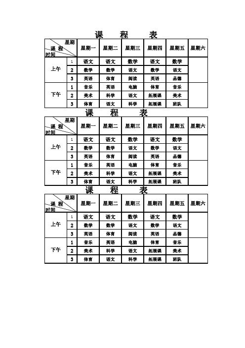 课程表(可以A4纸打印)