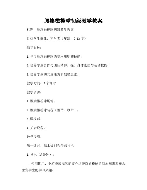 腰旗橄榄球初级教学教案