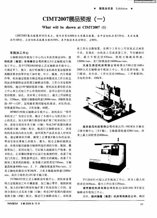 CIMT2007展品预报(一)